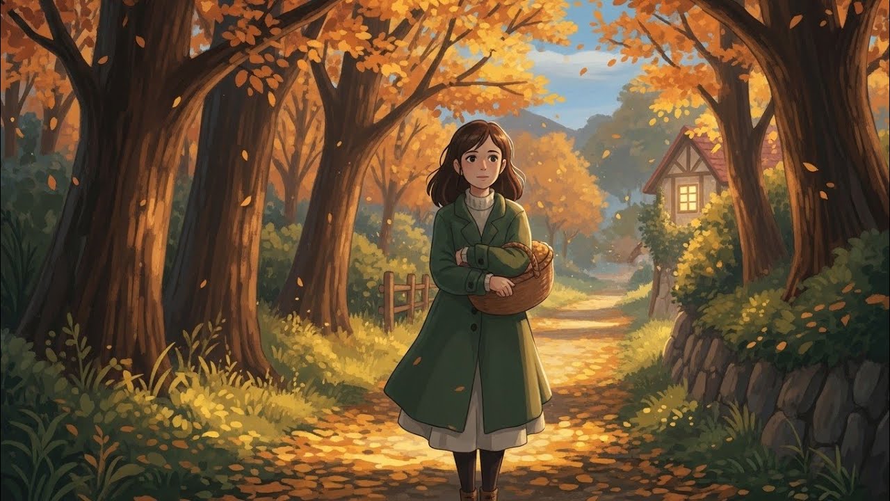 Autumn Leaves Along the Old Village Path — Walking Home Before Dusk | Cozy Slow Living ASMR