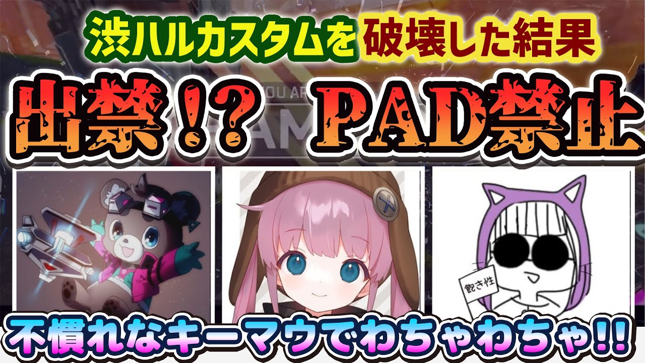 渋ハルカスタム最終回に、暴れ過ぎた結果、出禁⁉＆PAD禁止になりましたｗ【まさのりCH/なっち/ひなん切り抜き】　#apex #渋ハルカスタム