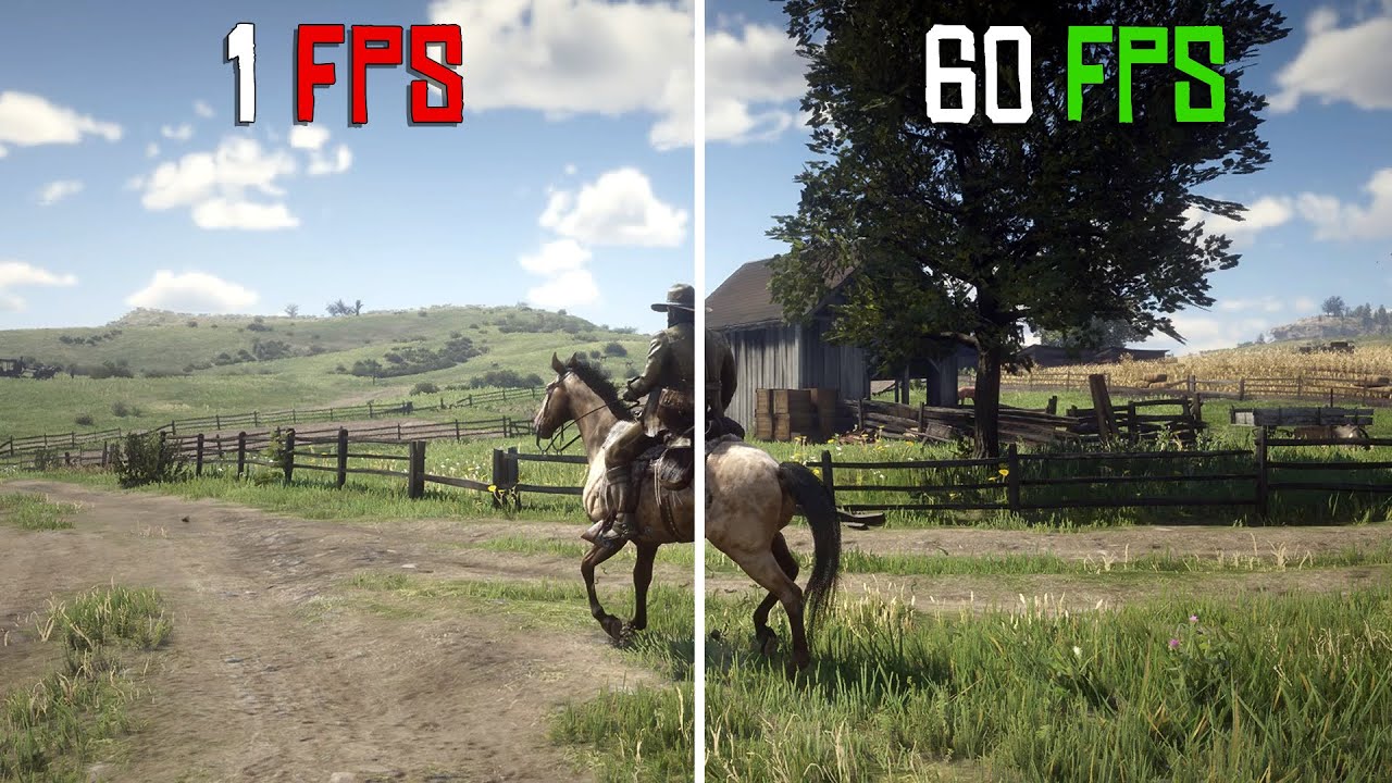 RDR2  1 FPS vs 10 FPS vs 15 FPS vs 30 FPS vs 45 FPS vs 60 FPS