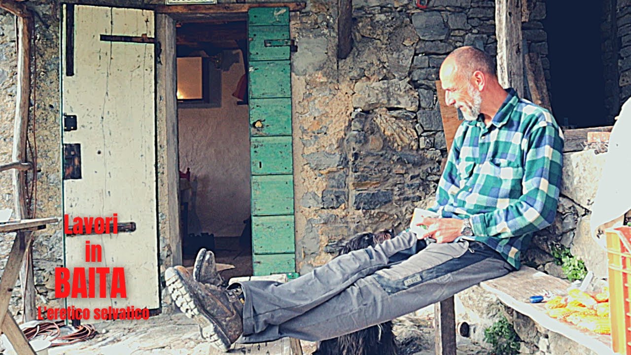 Muro in sassi da ristrutturare. Si comincia! Log cabin. Off grid.