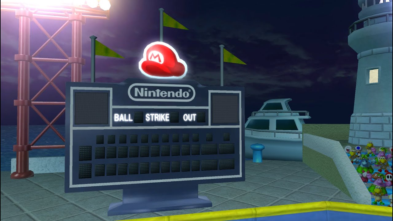 Mario Super Sluggers - Early Mario Stadium (Night)