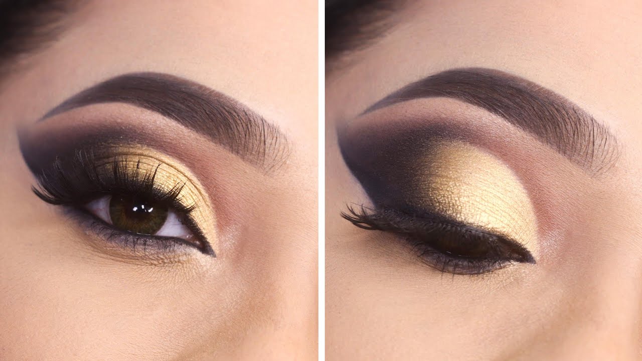 GOLDEN SMOKEY EYE MAKEUP TUTORIAL || STEP BY STEP SIMPLE AND EASY EYE MAKEUP || Shilpa