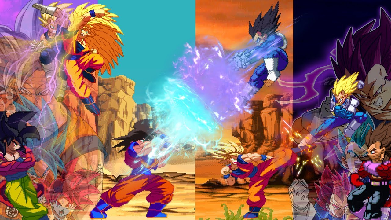 Goku vs Vegeta l All Transformation l Dragon Ball Anime Epic Battle X Fighting Games MUGEN
