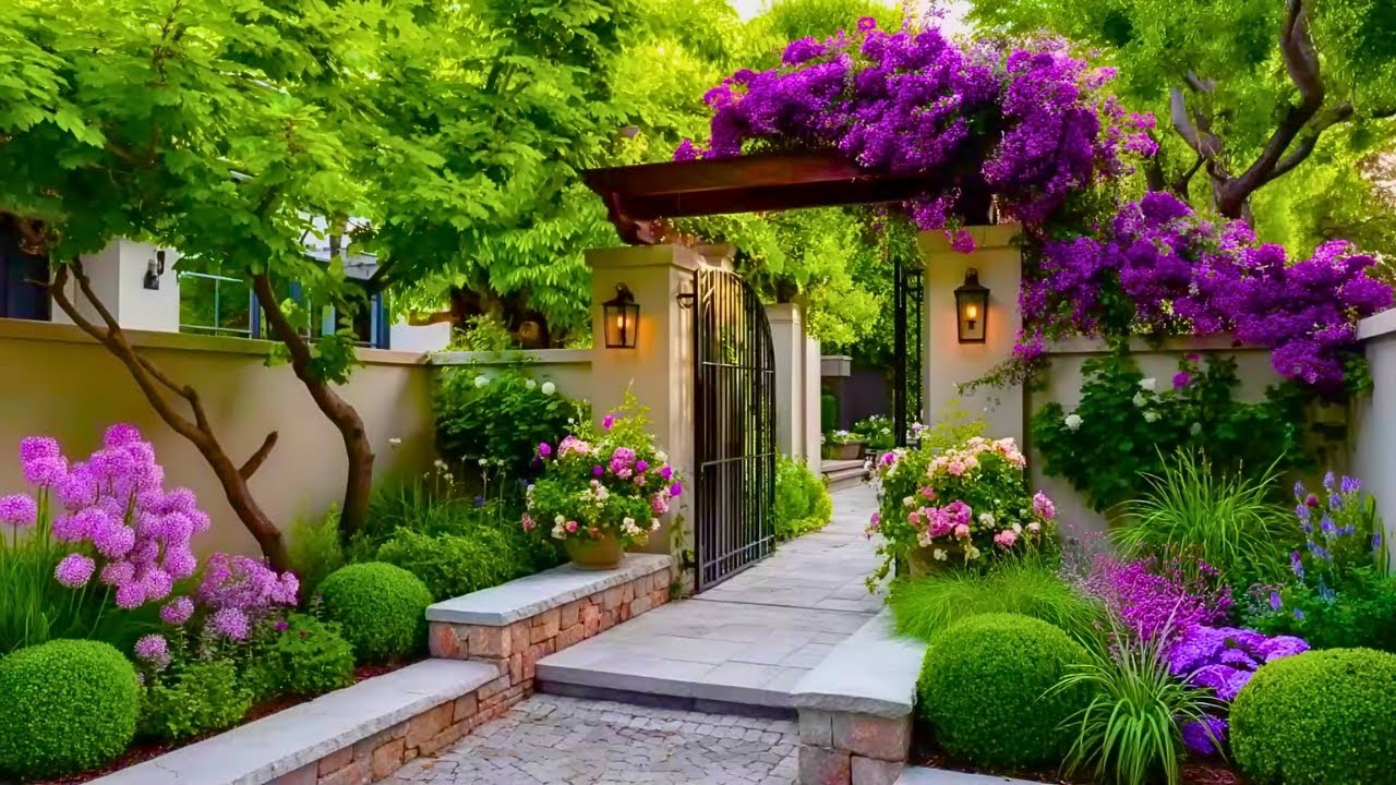 Simple Yet Elegant Garden Ideas | Small Front Yard Entryway with Stylish Arches & Gates