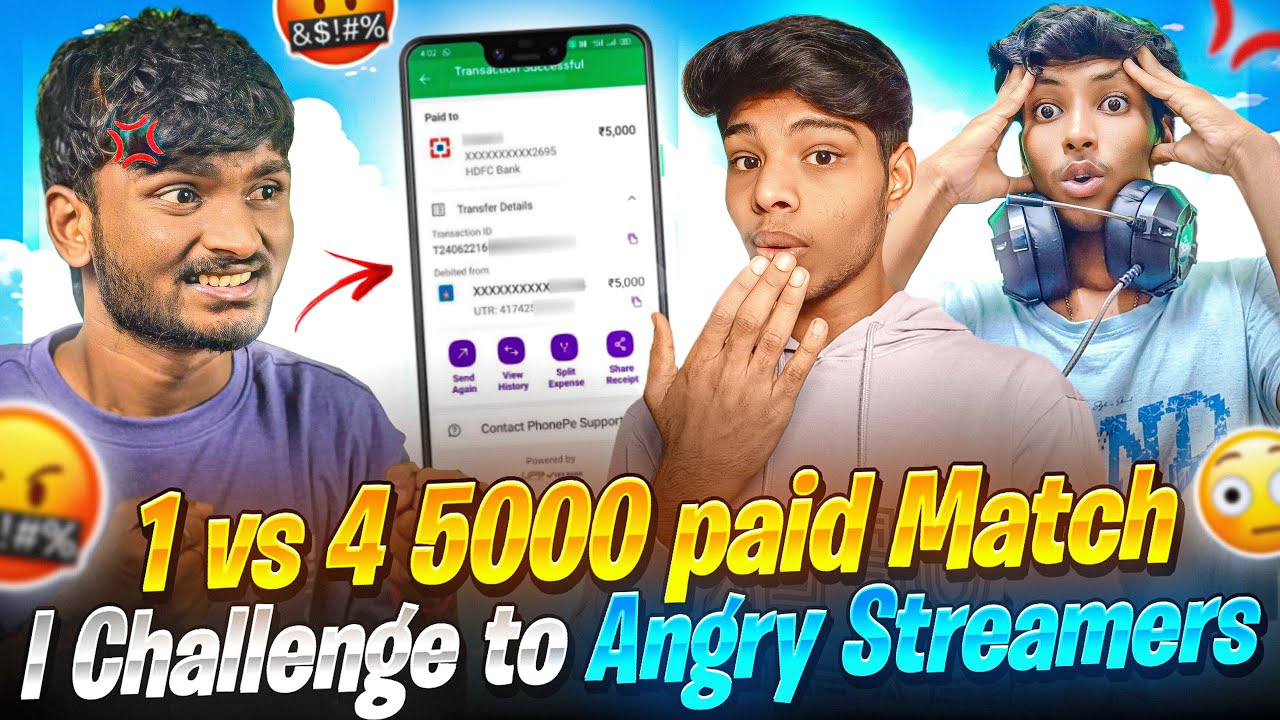 ₹5000💸 PAID MATCH I CHALLENGE😨 TO ANGRY STREAMERS🤬|| FREE FIRE IN TELUGU || ❤️🔥 #freefire #msu