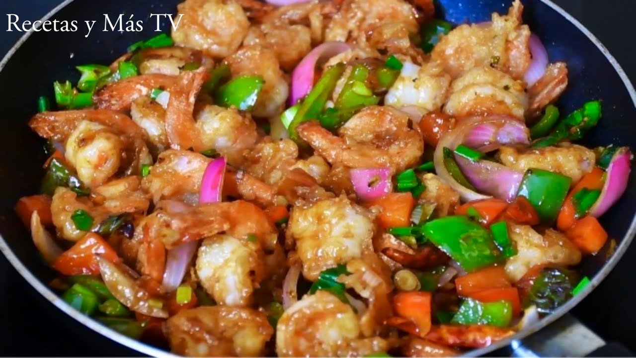 Camarones Fritos una receta para chuparse los dedos - Stir fry shrimp