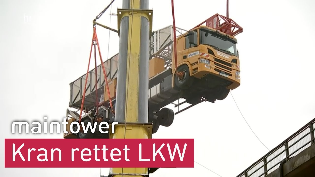 Spezial-Kran birgt Super-Laster auf der Salzbachtalbrücke | maintower