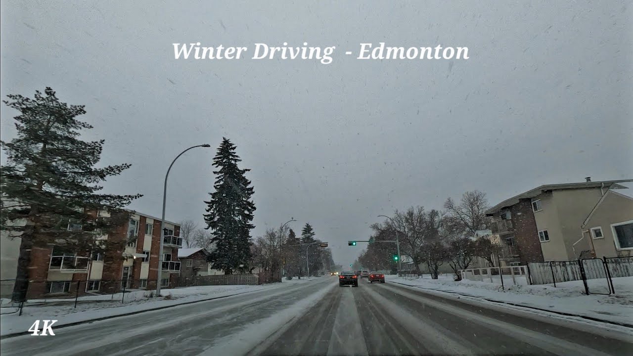 Winter Driving, Friday Morning, Snow Fall in Edmonton, AB, 🇨🇦