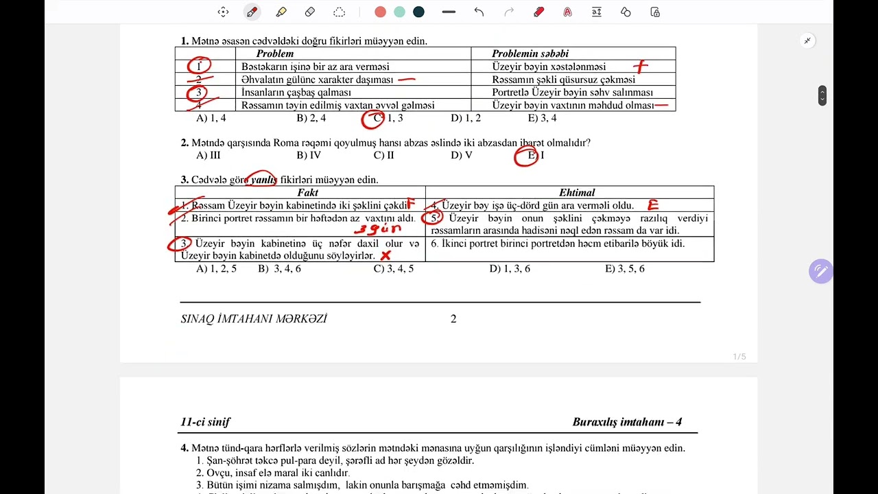 26 Yanvar | 11-ci Sinif Hədəf Kursları Buraxılış Sınağı | Azərbaycan dili | 