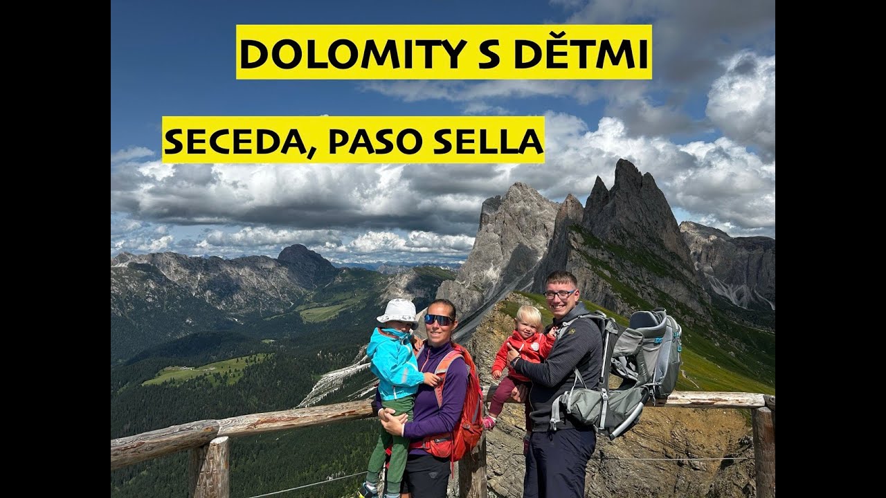 Dolomity s dětmi obytňákem 3, vrchol Seceda a  sedlo Passo Sella.