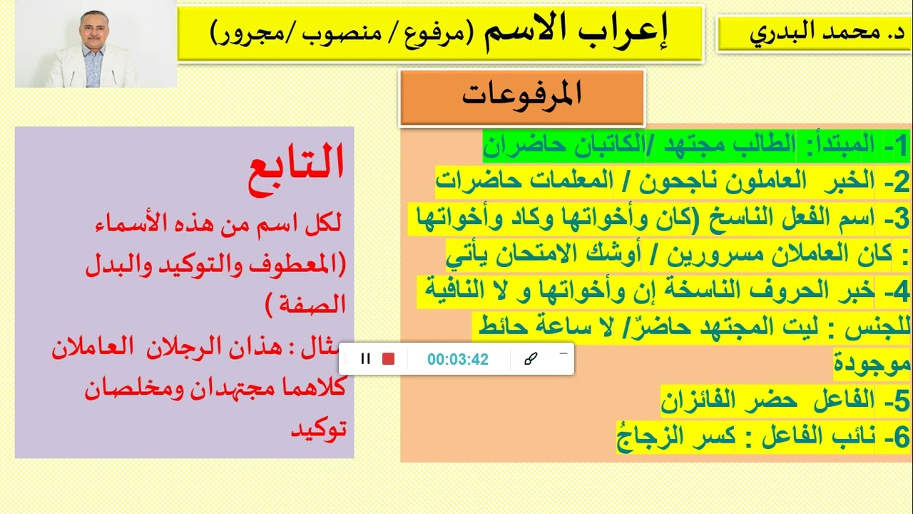 المرفوعات والمنصوبات والمجرورات