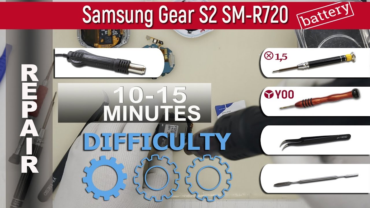 Как заменить 🔧 🔋 Аккумуляторную батарею 📱 Samsung Gear S2 SM-R720