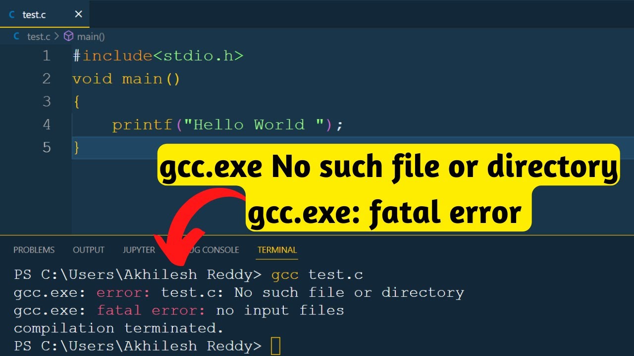 Ошибка gcc.exe: такого файла или каталога нет