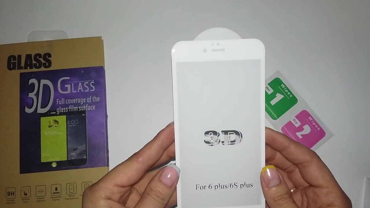 Защитное стекло для iPhone 6 Plus , 6s ,3D  на весь экран Белое