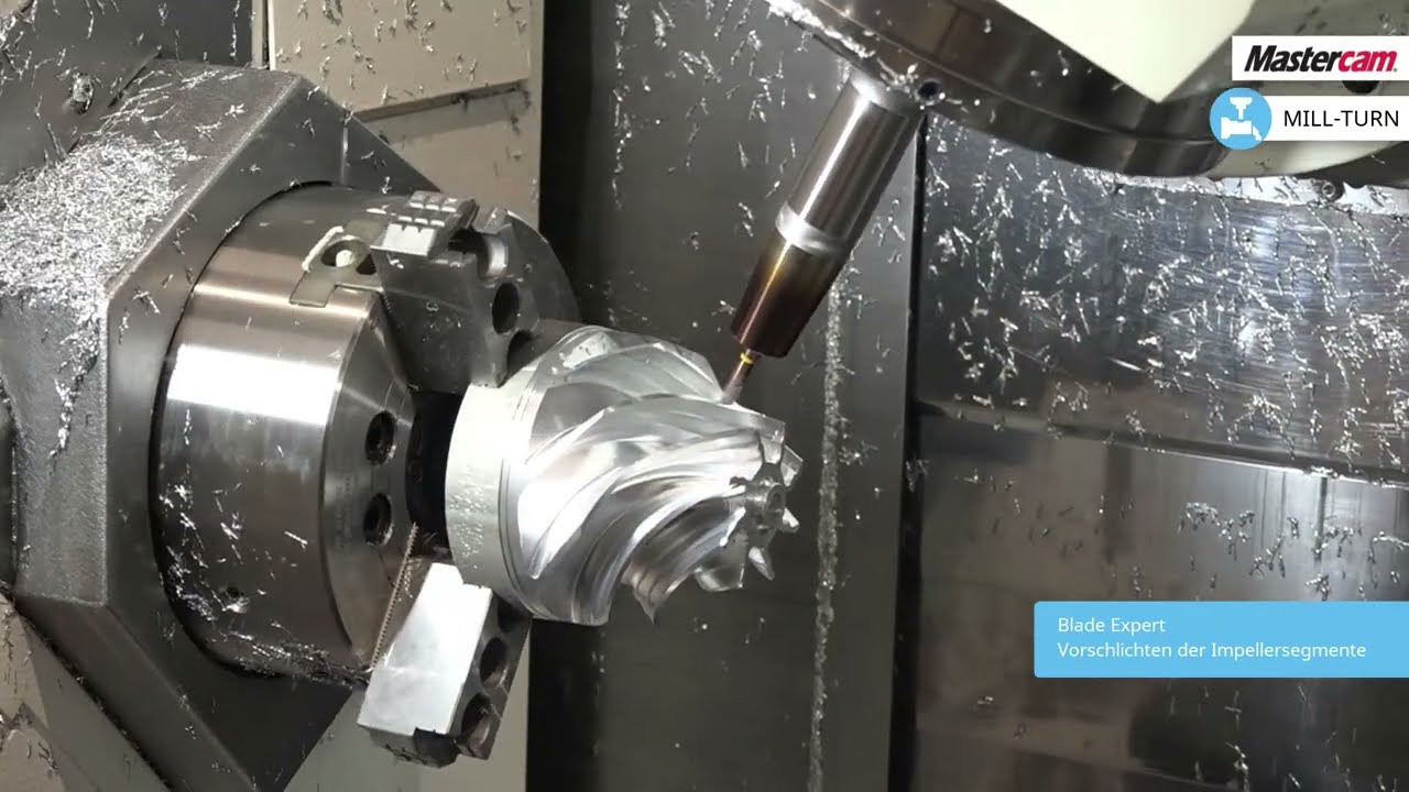 Mazak Integrex i-100ST | Mastercam | Impeller fräsen | 5-Achsen-Simultanfräsen