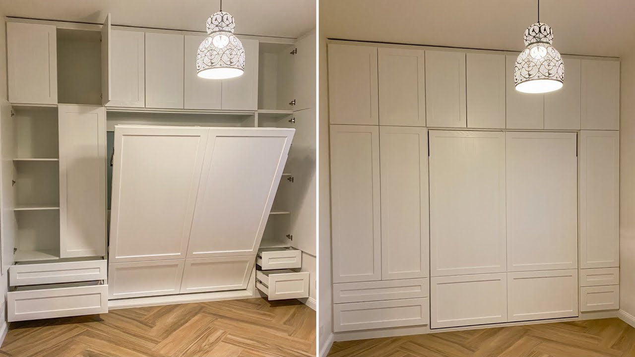 Murphy Wall Bed in Cabinet Look With Drawers & Cabinets | Custom Made Furniture in Dubai