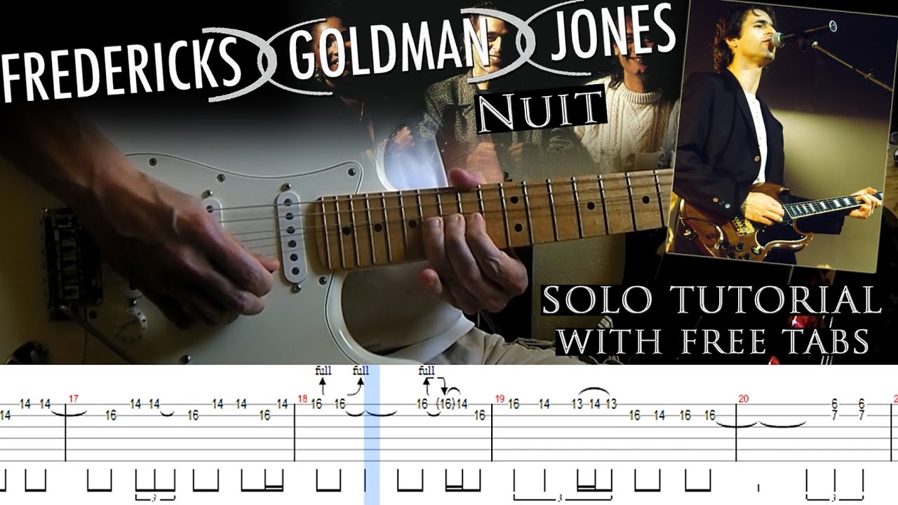 Fredericks Goldman Jones - Nuit guitar solos lesson (with tablatures and backing tracks)
