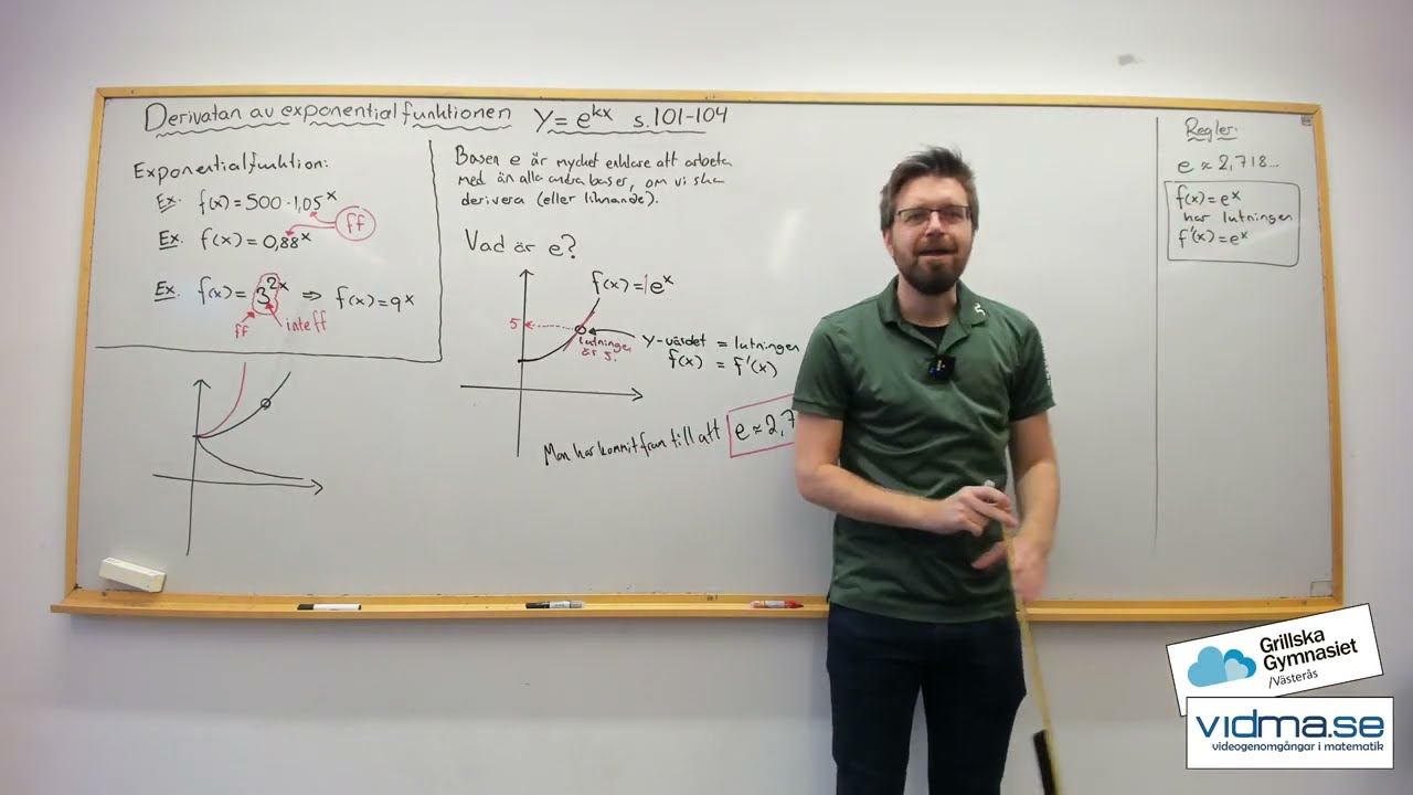Matematik 3. Derivatan av exponentialfunktionen y=e^(kx)