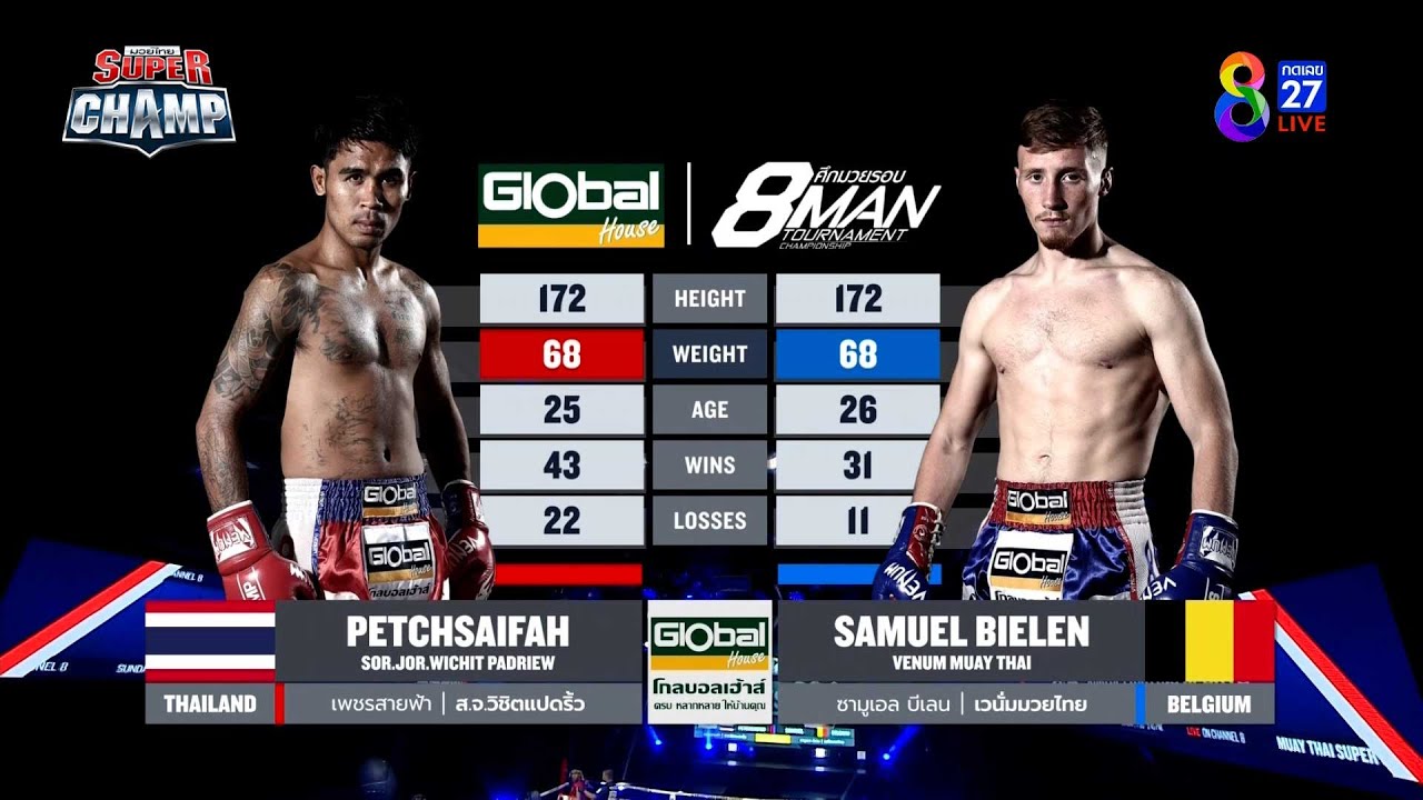 Muay Thai Super Champ | คู่ที่ 1 เพชรสายฟ้า ส.จ.วิชิตแปดริ้ว VS ซามูเอล บีเลน | 13/11/65