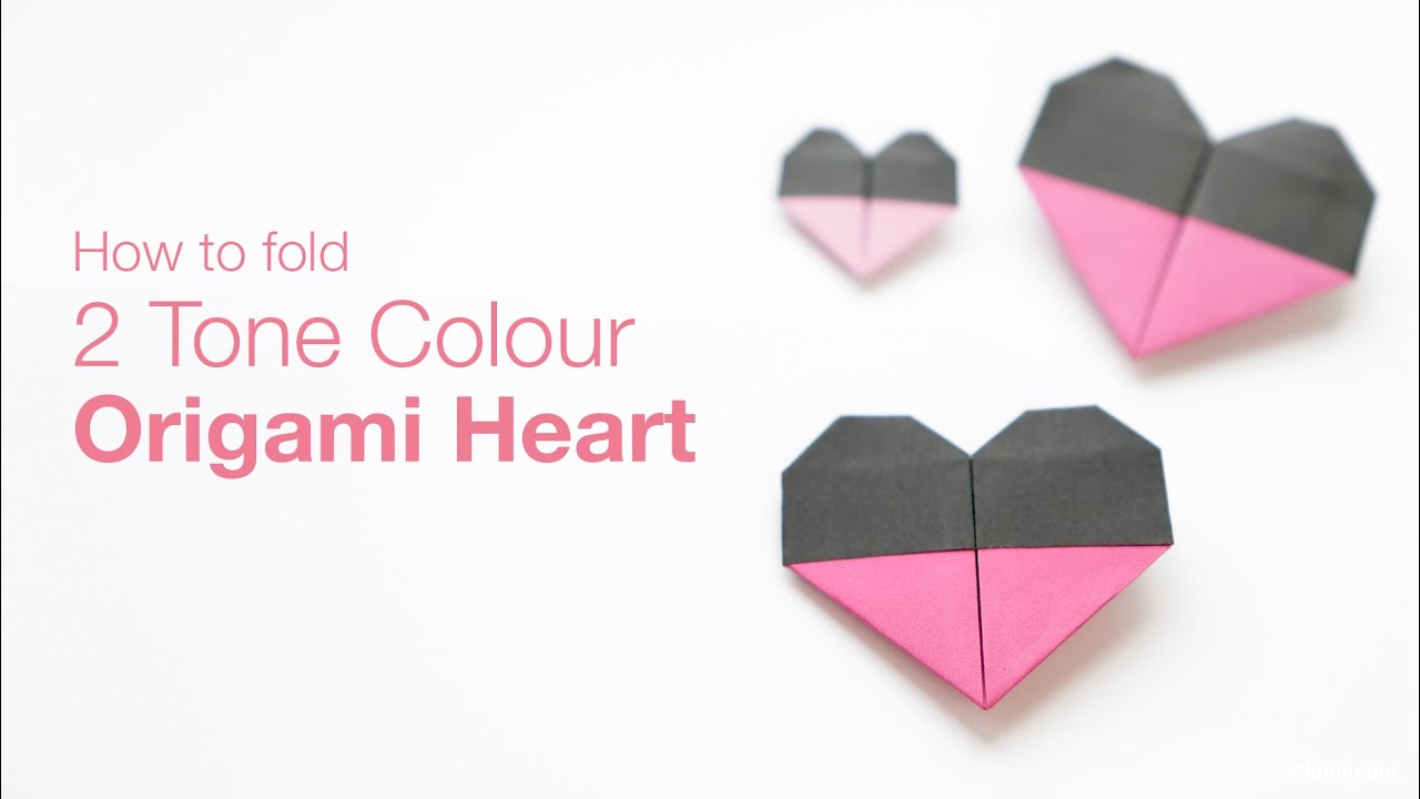 How to fold 2 tone colour Origami Heart (Kimigami)