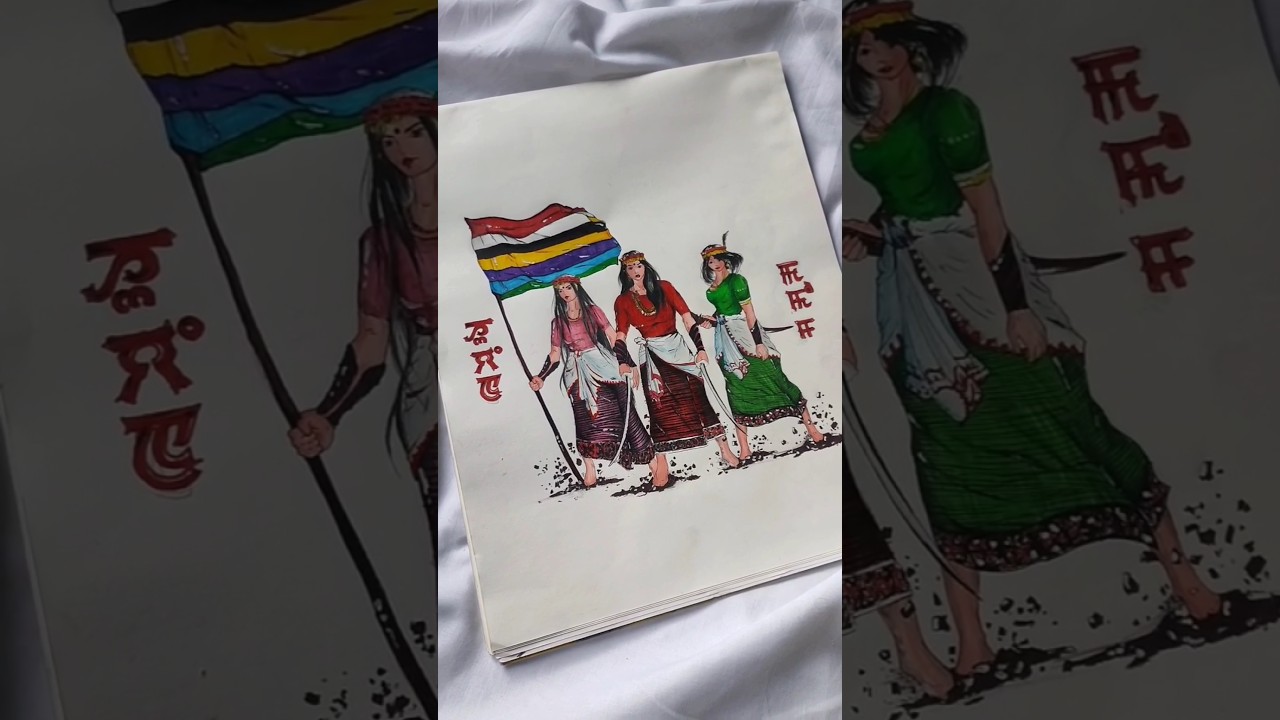Drawing Huyen Mamom The Daughters of Kangleipak 👑✨ #manipur #emana #yaiphare ✊🏼