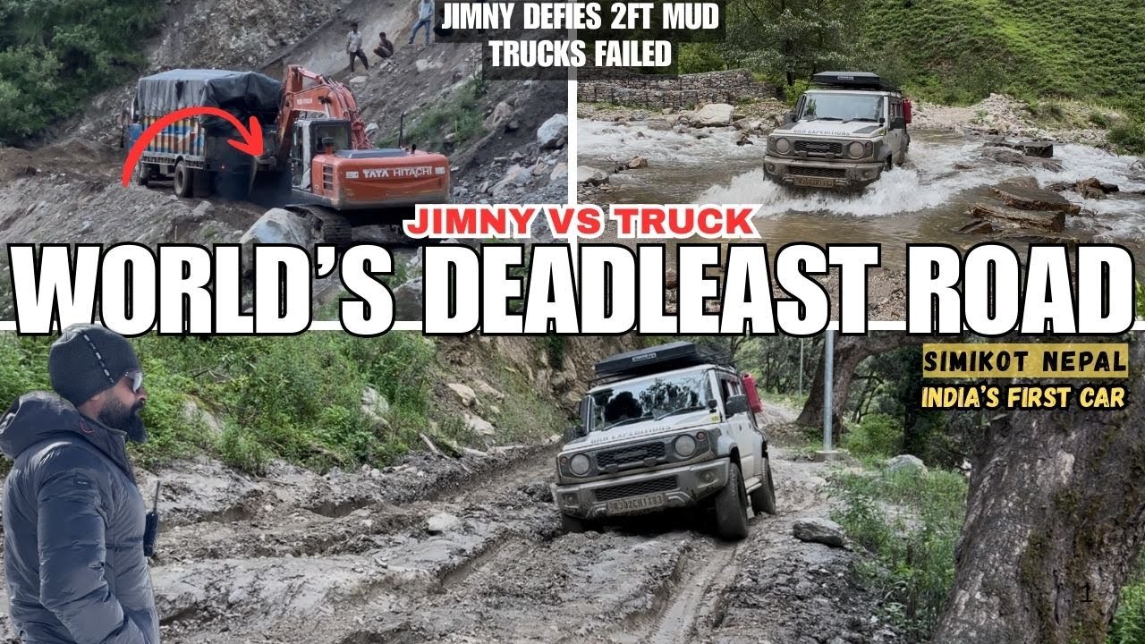 World's Deadliest Mud Road😲 - Jimny Survived✔️, Trucks Stuck❌! Nepal's Deadliest Road karnali Ep-7
