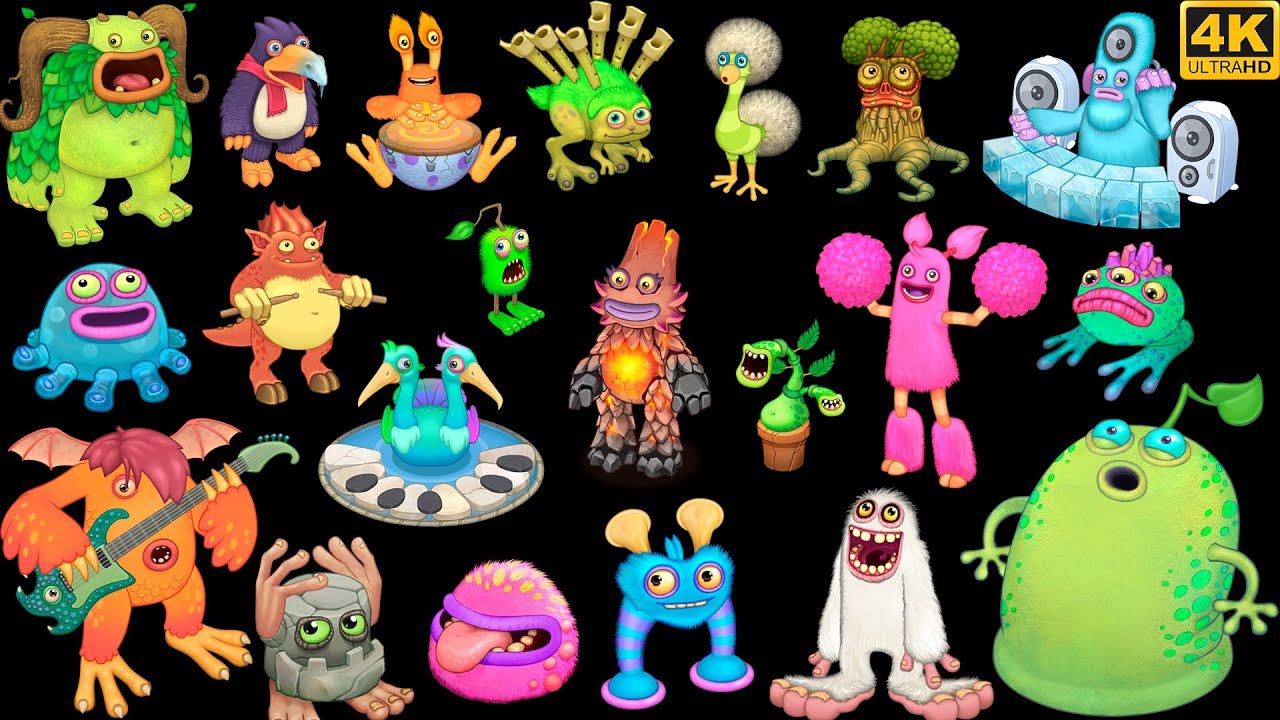 Tribal Island - All Monster Sounds and Animations (My Singing Monsters) 4k