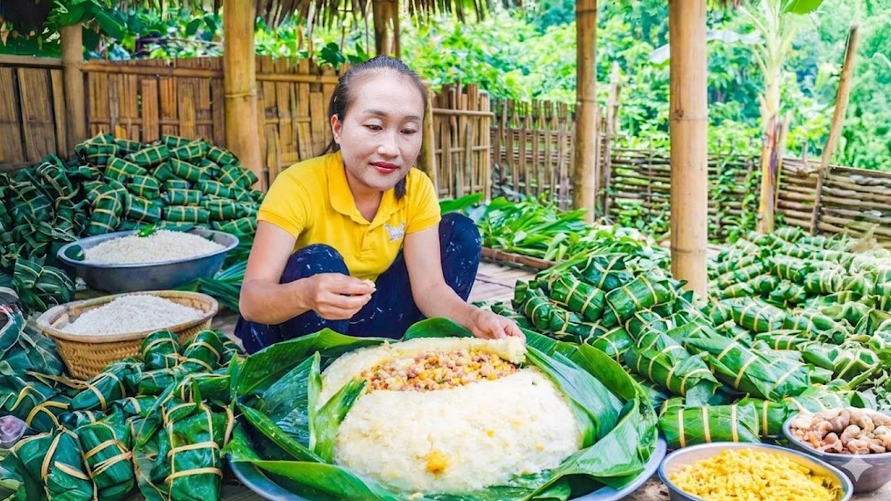 Harvesting melons and cassava, making cassava cakes to sell at the market, and taking care of pets