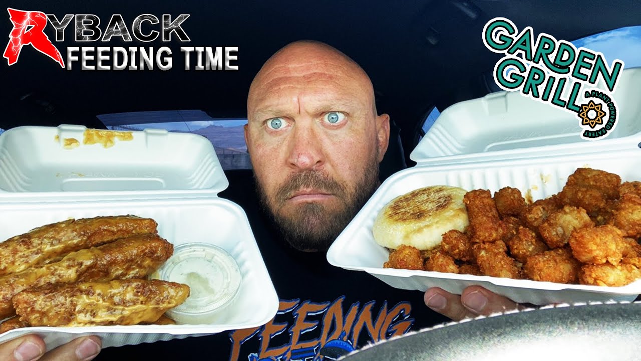 Ryback Feeding Time: Garden Grill Honey Mustard Chicken Fingers with Sausage Egg Sandwich & Tots