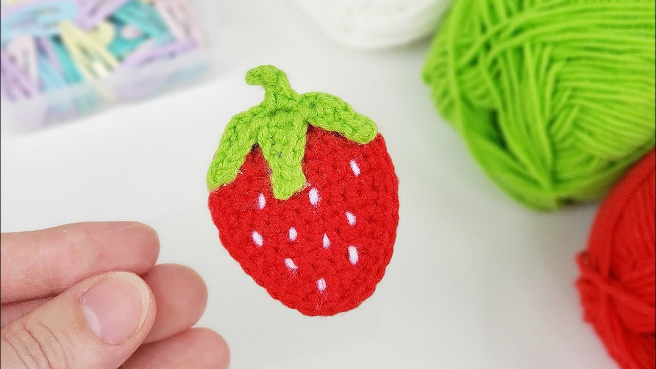 STRAWBERRY Hair Clip | Crochet Hair Accessories | SpringDay DIY