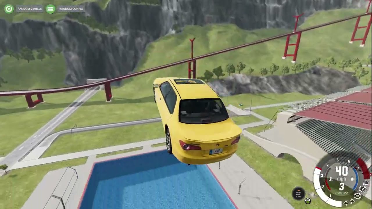 Cars vs. Swimming Pool 🌊🚗 (Jumping Down from the Diving Tower) - BeamNG.drive
