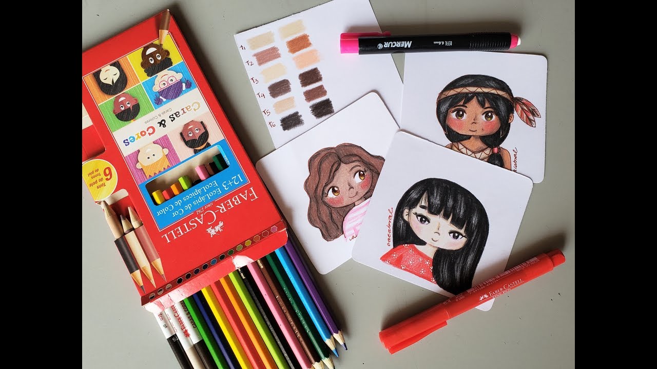 Desenhando Japonesa Com Caras e Cores