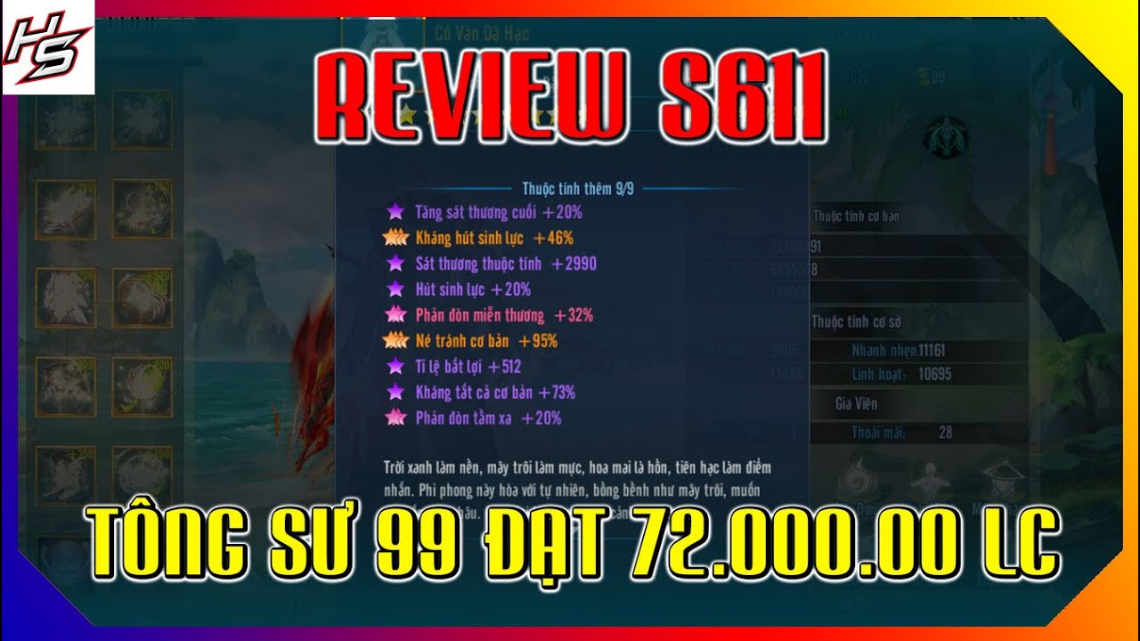 VLTK MOBILE - Review S611 - Cấp Tông Sư 99 đạt hơn 72 triệu lực chiến | Thiên Nhai TV