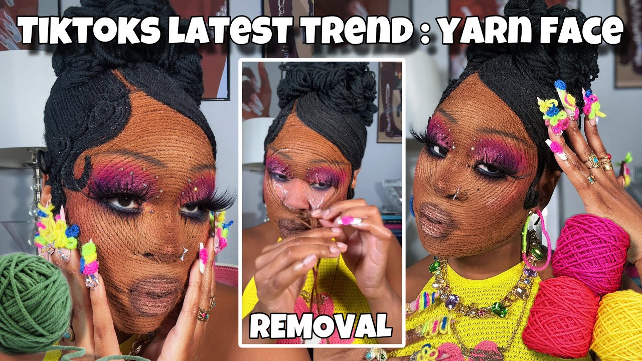 Trying out TikTok’s VIRAL Yarn Face Trend + Removal