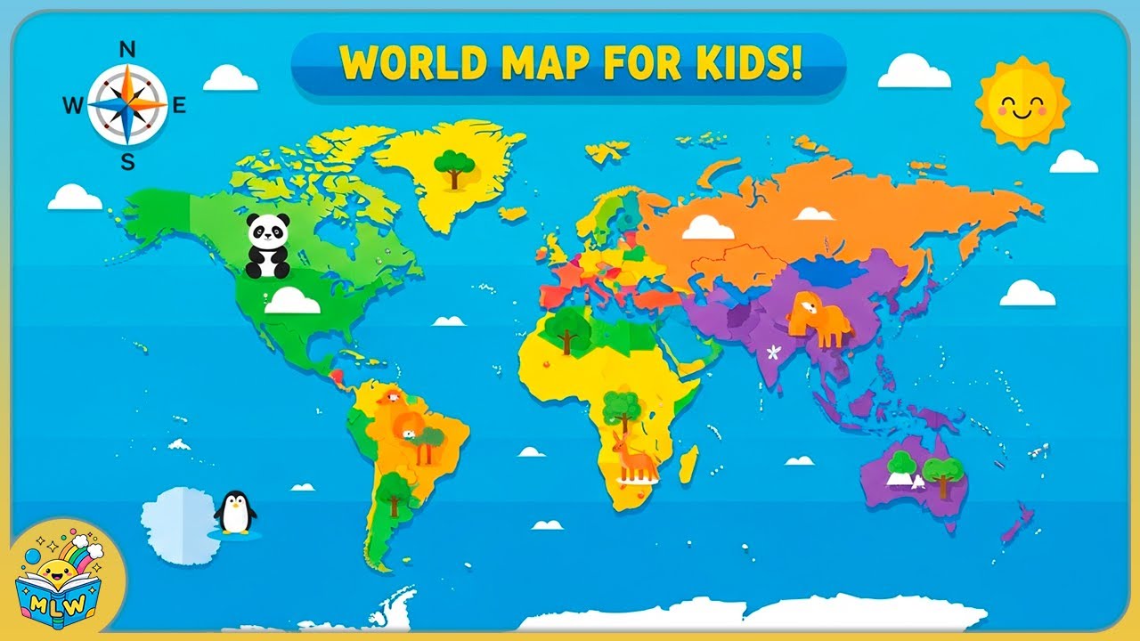 World Maps for Kids 🗺️ Learn Continents, Countries & Oceans in a Fun Way!