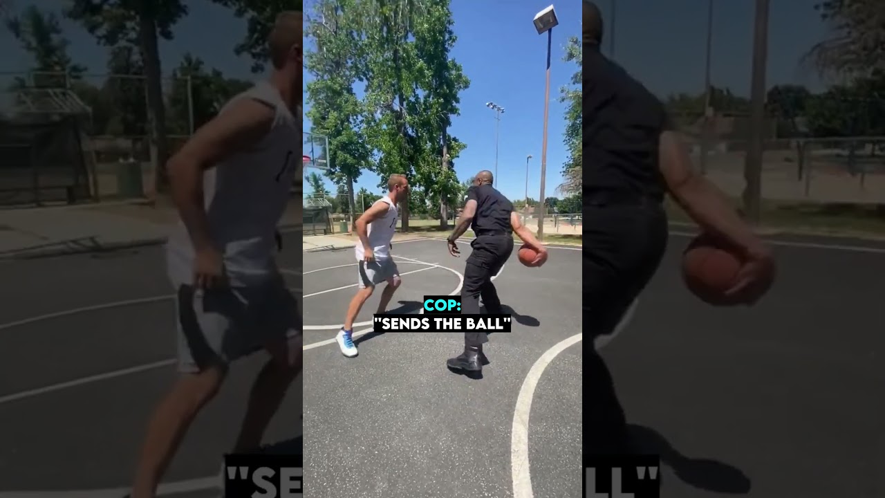 cop hitting trick shots like that #basketball #police #funny