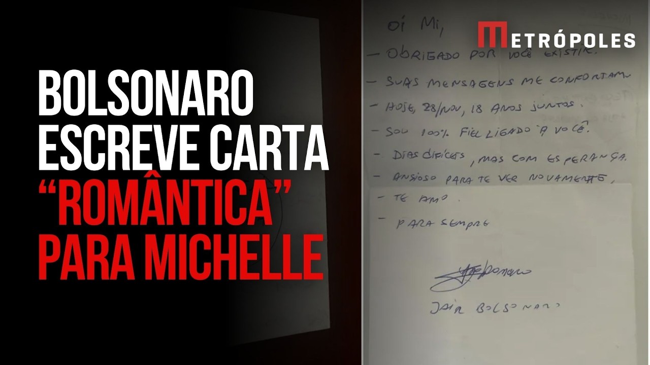 Michelle mostra carta de amor que Bolsonaro escreveu dentro da prisão