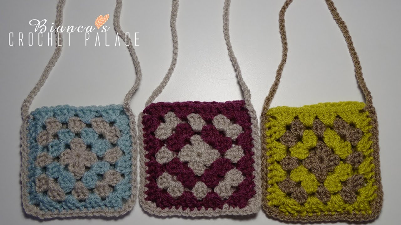 Crochet - Granny Square Mini BAG - Beginner tutorial