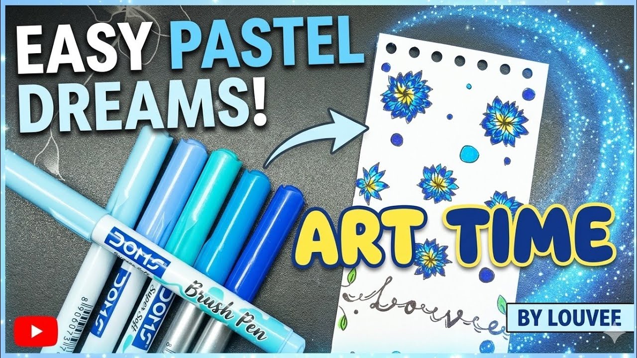 Easy Bookmark Design with Blue PensDIY Floral Bookmark 💙 | Simple & Beautiful Drawing Idea