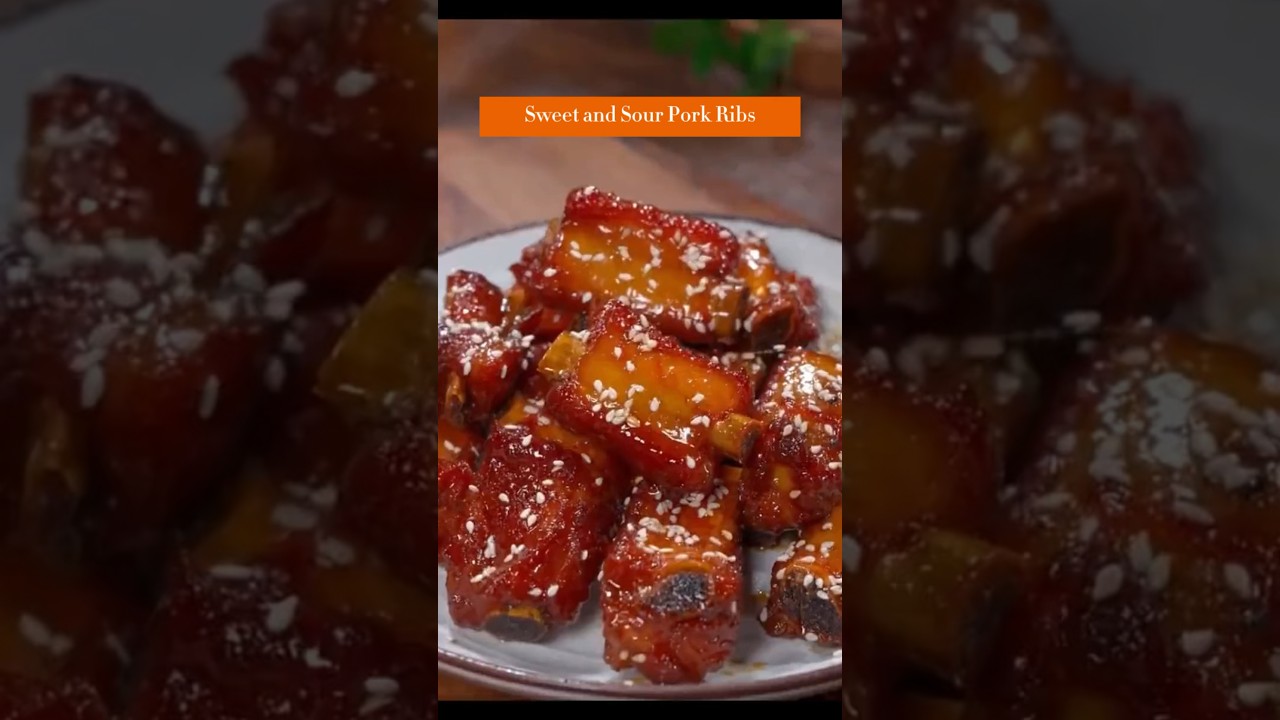 Рецепт свиных ребрышек в кисло-сладком соусе #foodie #chineserecipe #chinesefood #porkribs