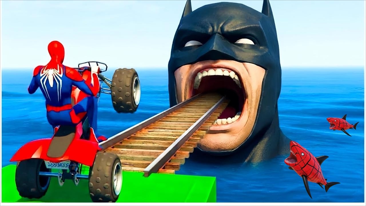 الرجل العنكبوت انقاذ باتمان Spider-Man Rescue batman vs iron man vs venom funny Game GTA 5 superhero