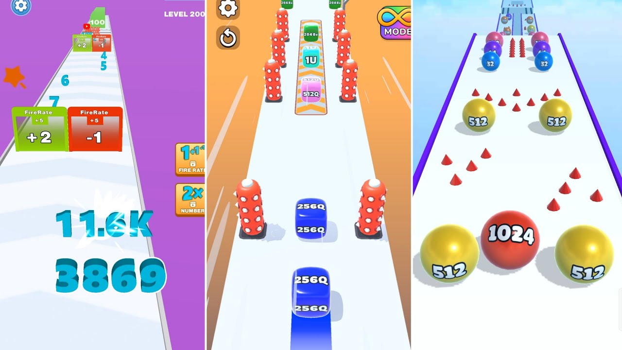 2048 Merge Race! Jelly Run vs Number Run Shooter vs Ball Merge | 64f vs 8000B vs 2048