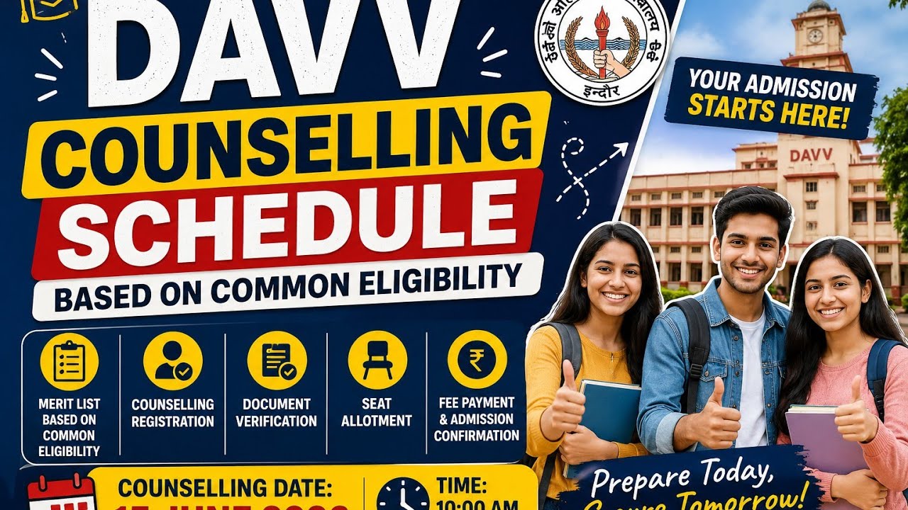 🎯 DAVV Admission Alert 2026 | Common Eligibility Counselling Schedule