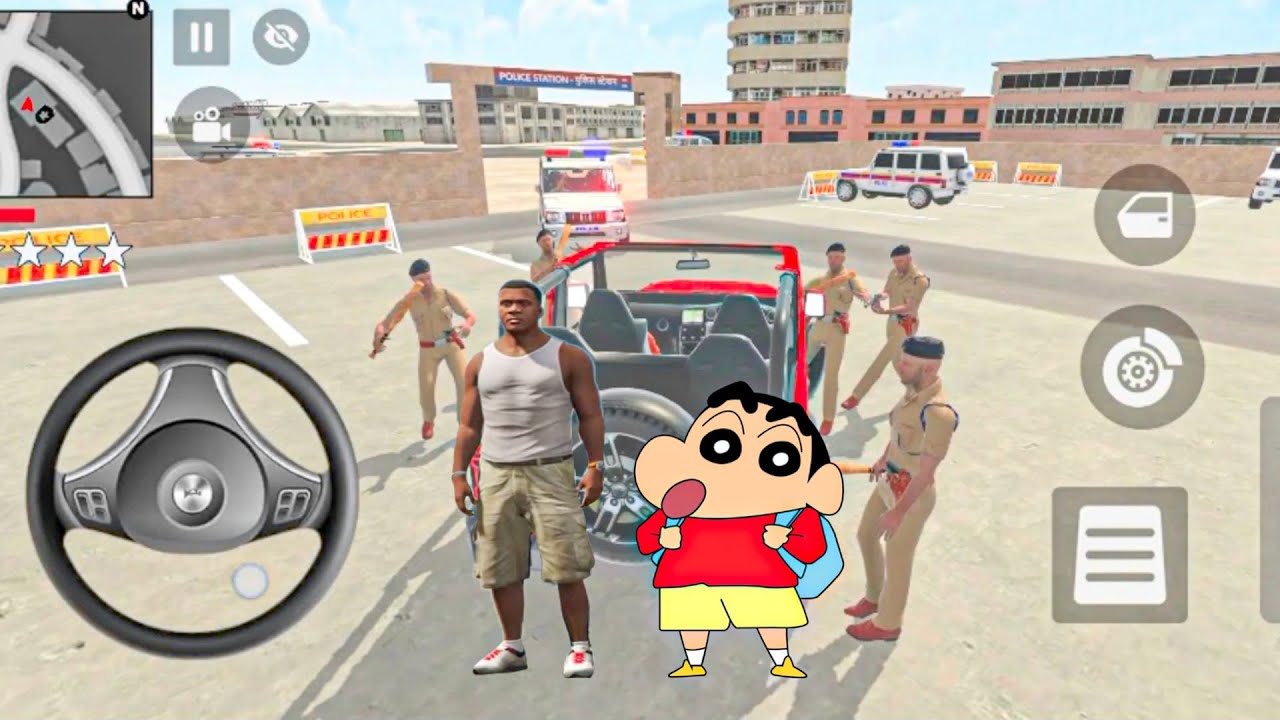 Franklin and sinchan in police station🤯 indian bike driving 3d 