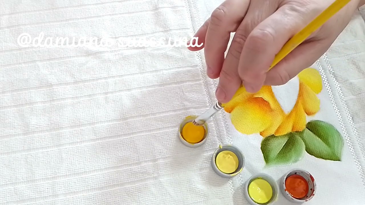 @damiana suassuna artesanato pintura em tecido, como pintar rosa amarela ❤️
