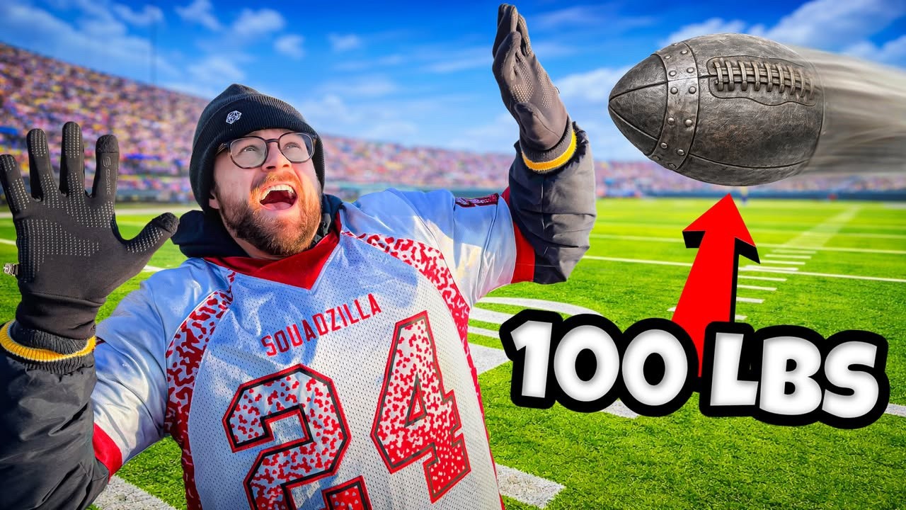 Backyard Football with the WORLD'S HEAVIEST FOOTBALL! (Ft. YoBoy Pizza)