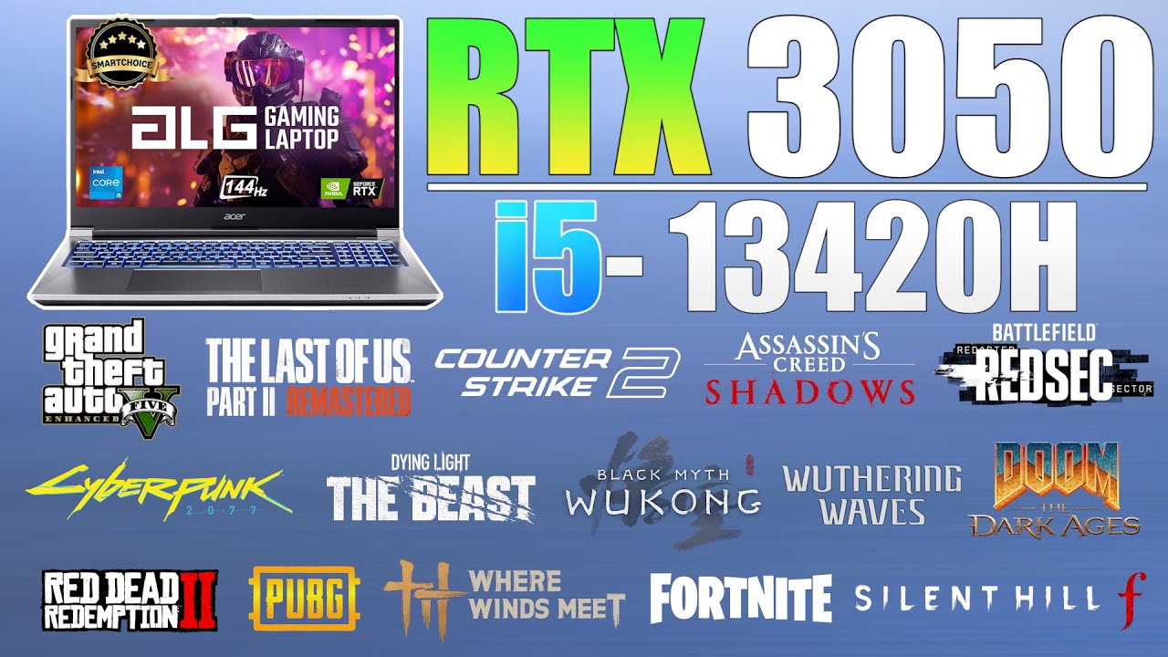 Acer ALG : i5 13th Gen 13420H + RTX 3050 6GB - New 15 Games Tested