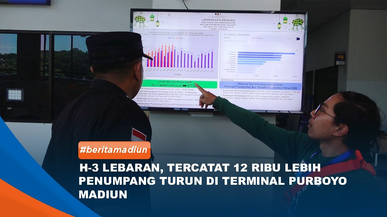 MADIUN - H 3 Lebaran, Tercatat 12 Ribu Lebih Penumpang Turun Di Terminal Purboyo Madiun