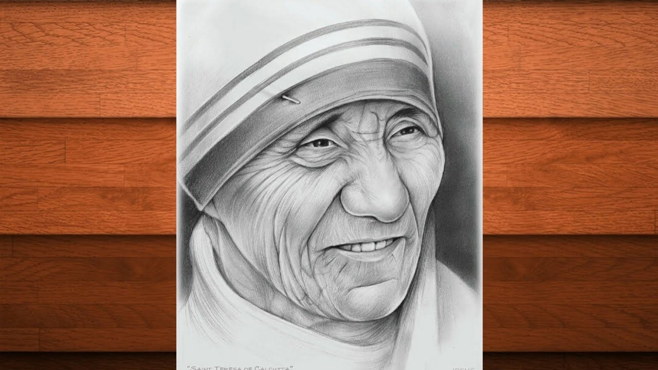 Mother Teresa drawing , how to draw mother Teresa
