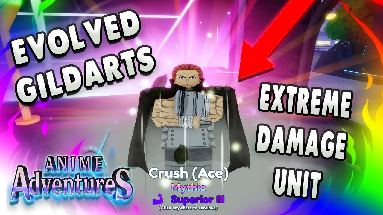 [Showcase] EVOLVED GILDARTS/CRUSH DOES MASSIVE DAMAGE* [✨UPD 5] Anime Adventures (New Code) Skins!